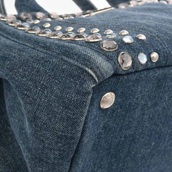 PRADA Canapa Mini Tote Blue Denim Handbag - Picture 7 of 12